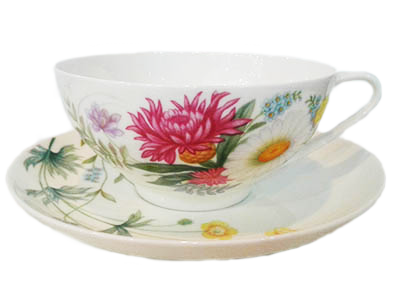 Чашка с блюдцем чайная Купольная "Полевые цветы"